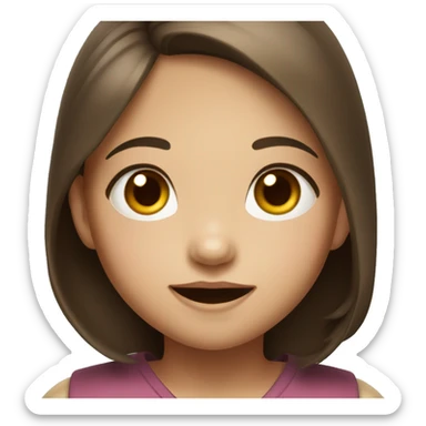 little Chinese girl, brown hair, brown eyes, open-mouth smile sticker