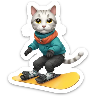Cat snowboarding  sticker