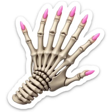 skeleton hand with long pink nails sticker