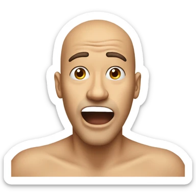 man doing surprised face open mouth with bottom part of a nose sticking out of mouth with top part of nose in mouth sticker