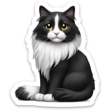 Black and white long haired cat sticker