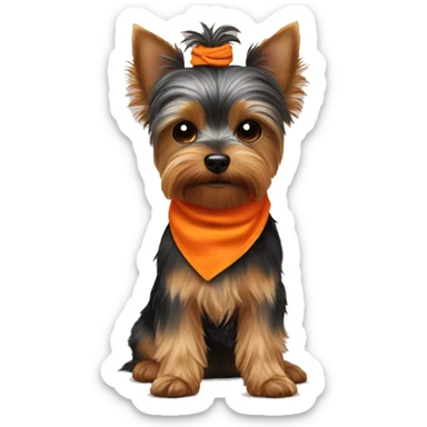 yorkie with an orange bandana around its neck sticker