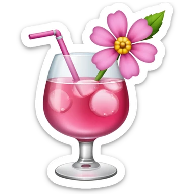 Alcohol drink with pink flower sticker