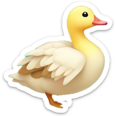 Kawaii colorful baby goose in a nature globe sticker