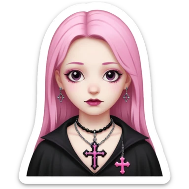 black pink goth cross  sticker