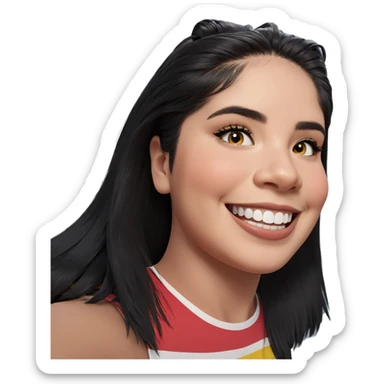 smiling girl with black hair sticker