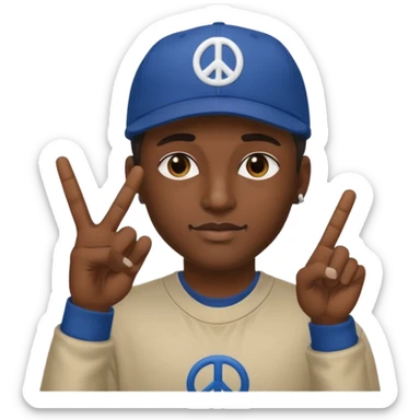 Hiphopper with baseball cap doing a peace sign with his fingers sticker