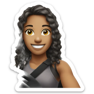 smiling girl in car selfie sticker
