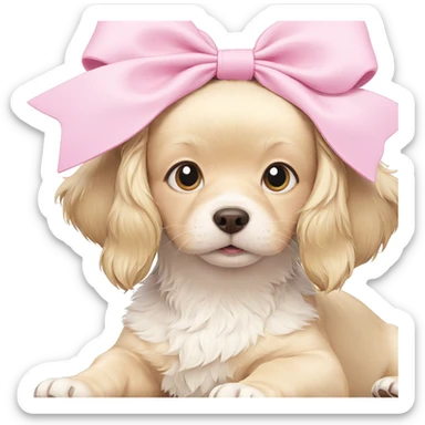 blonde dog with pink bow sticker