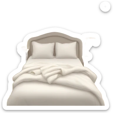 White bed with pillows and blankets, cozy vibe sticker