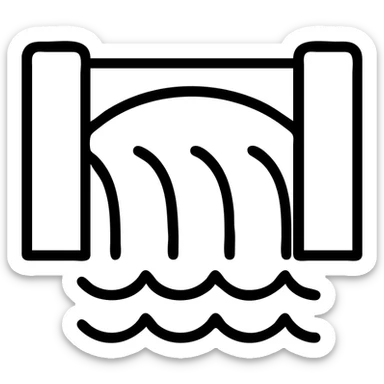 outlined dam with water flowing icon sticker
