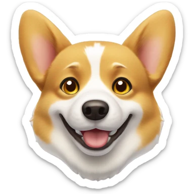 A yellow and white corgi that likes to smile and has brown eyes. Has no tail. sticker