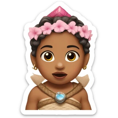 baby princess moana from the Disney movie with a pink pacifier in her mouth sticker