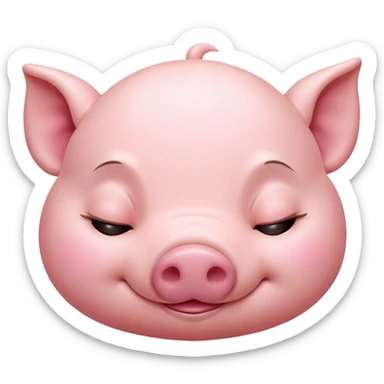 Meme-Worthy Cute Sleeping Piglet Portrait Emoji, Head resting peacefully with a contented smile, showcasing a delightfully tiny build and a luxuriously soft rosy-pink hide, eyes shut in a serene, restful nap, Simplified yet hilariously adorable features, highly detailed, glowing with a soft, drowsy light, high shine, relaxed and utterly lovable, stylized with an air of playful laziness, bright and heartwarming, soft glowing outline, capturing the essence of a comically sleepy piglet, so meme-worthy it feels like it could instantly become the next viral sensation of adorable slumber! sticker