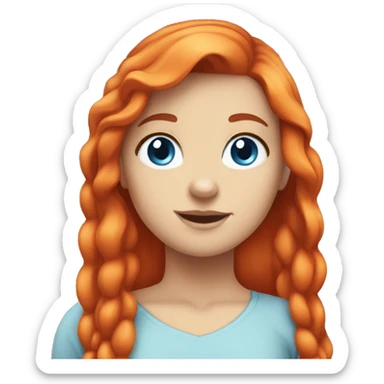 White girl with red and orange hair with blue eyes with her hair in a ponny tall sticker