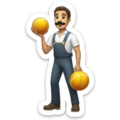  Expressively strenuously carrying heavy balls white Cuban Man with mustache sticker
