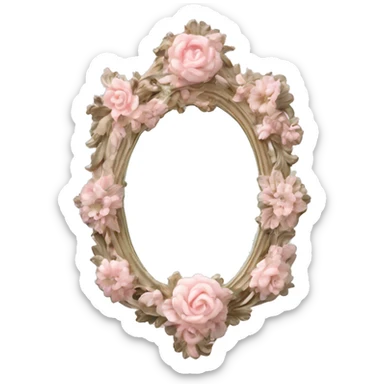 vintage rococo light pink dainty floral mirror sticker