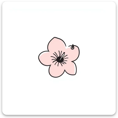 single soft pastel sakura blossom, Japanese hand-drawn kawaii style, full object, transparent background, with a tiny dew drop sticker