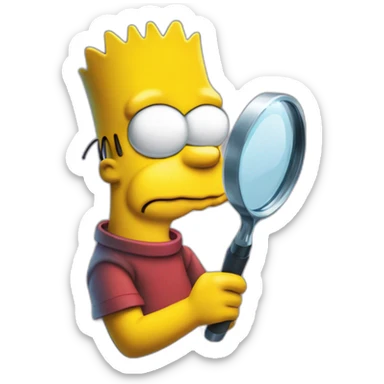 bart simpson looking through a magnifying glass foward sticker