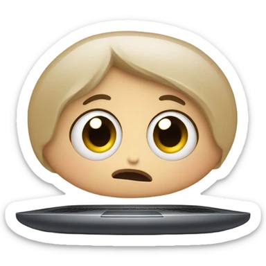 laptop with embarrassed face sticker