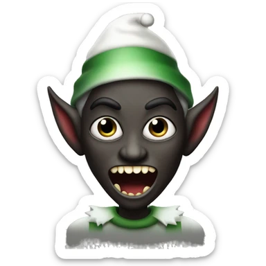 scary demon christmas elf in black sticker