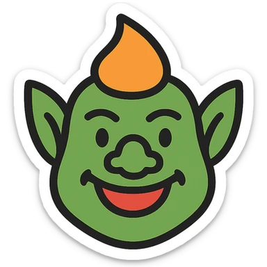 troll kafa, icon style, playful expression, stylized features, easy to recognize sticker