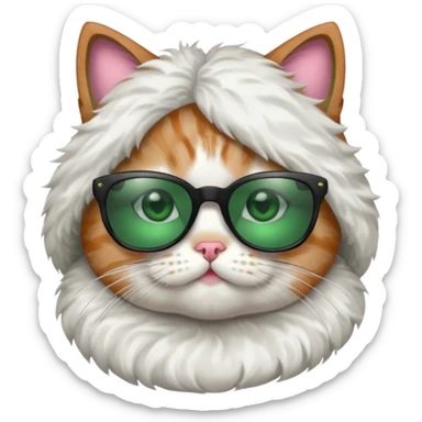 a cat wearing a bow and sun glasses sticker