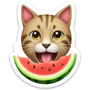 cat eating a watermelon sticker