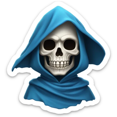 skeleton wearing blue cloak and hood sticker