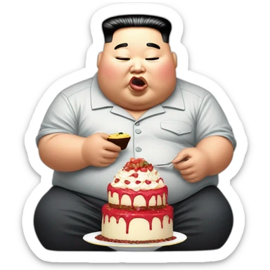 Kim jong un morbidly obese eating cake sticker