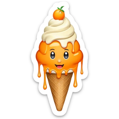 Poppi logo with an orange on the o and ice cream dripping off the i  sticker