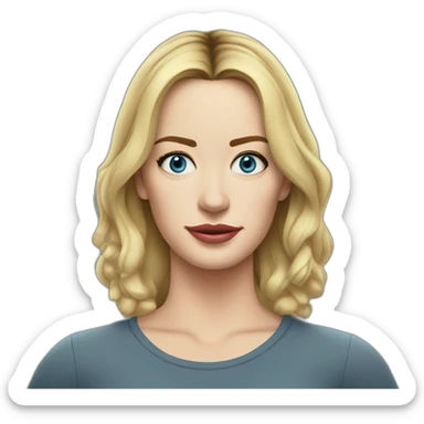blonde Emily blunt serious cartoon wearing tee sticker
