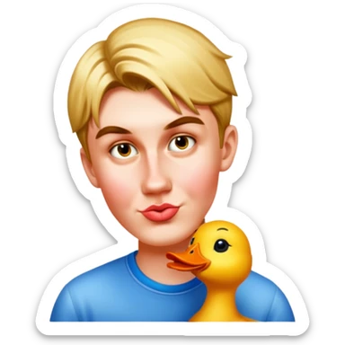 boy making duck lips  sticker