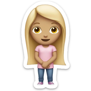 Girl with blonde straight hair sent heart in the arms sticker