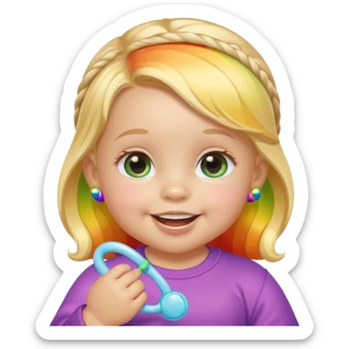 a rainbow skin baby girl with pacifier sticker