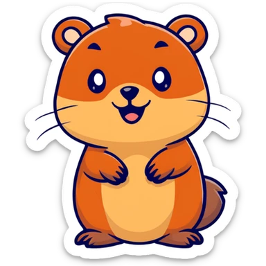 friendly cartoon beaver with flat tail sticker