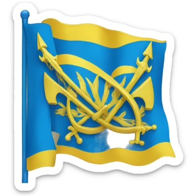 Blue flag with yellow Ukrainian trident in the middle sticker