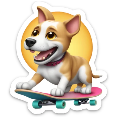 Dog riding a cat skateboard sticker