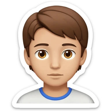 Boy with light skin and brown eyes and brown hair parted in the middle sticker