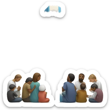 Cross with people praying around it sticker