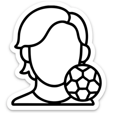 Add a football element to the Kenan Yildiz icon, keep the style minimal and outlined with no background. sticker
