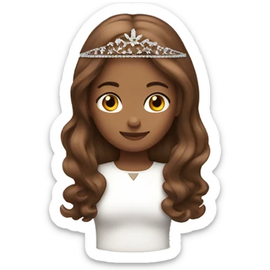 Girl with brown hair tiara emoji sticker