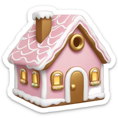 light pink and gold and white gingerbread house sticker