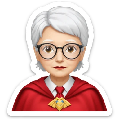An older woman with glasses and white hair, in a red tie and cape (might resemble Professor McGonagall). sticker