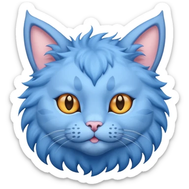 Blue cat with horns sticker