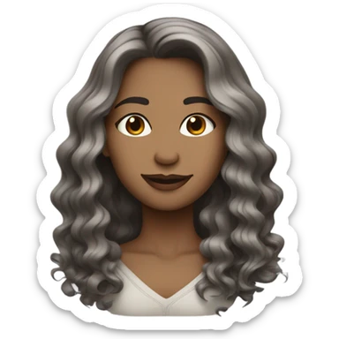 shoulder length wavy brown and grey  hair sticker