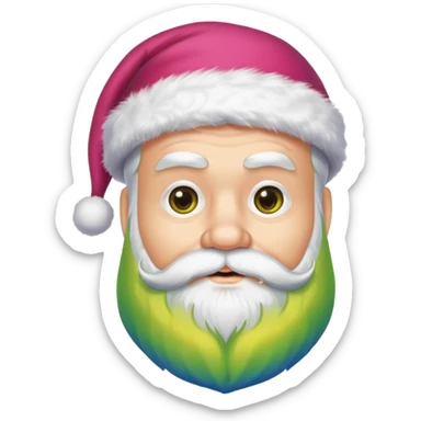 Un père noël avec une barbe jaune, verte, bleu et rose sticker