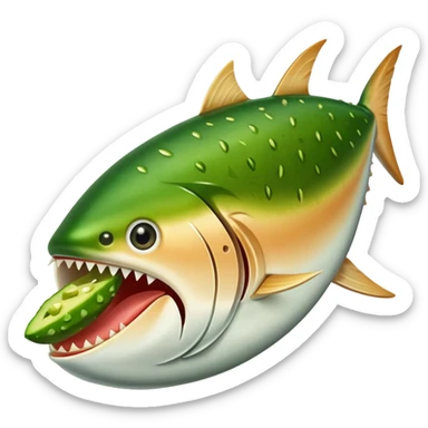 Tuna fish eating a pickle sticker