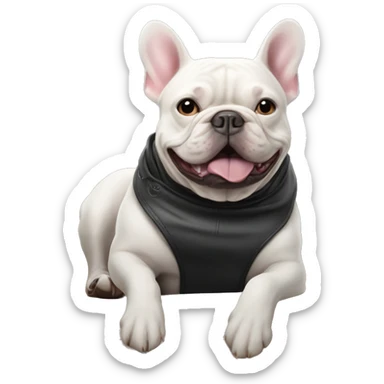 French bull dog in a Tesla sticker