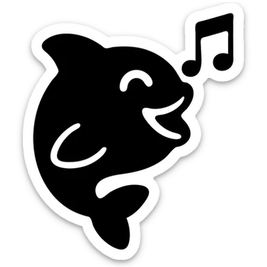 Playful singing fish, cheerful cartoon fish sticker